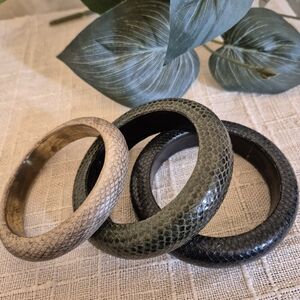 Set of Three Snake Skin Bangles